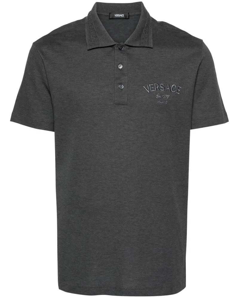 Versace Poloshirt mit Logo-Stickerei - Grau Grau