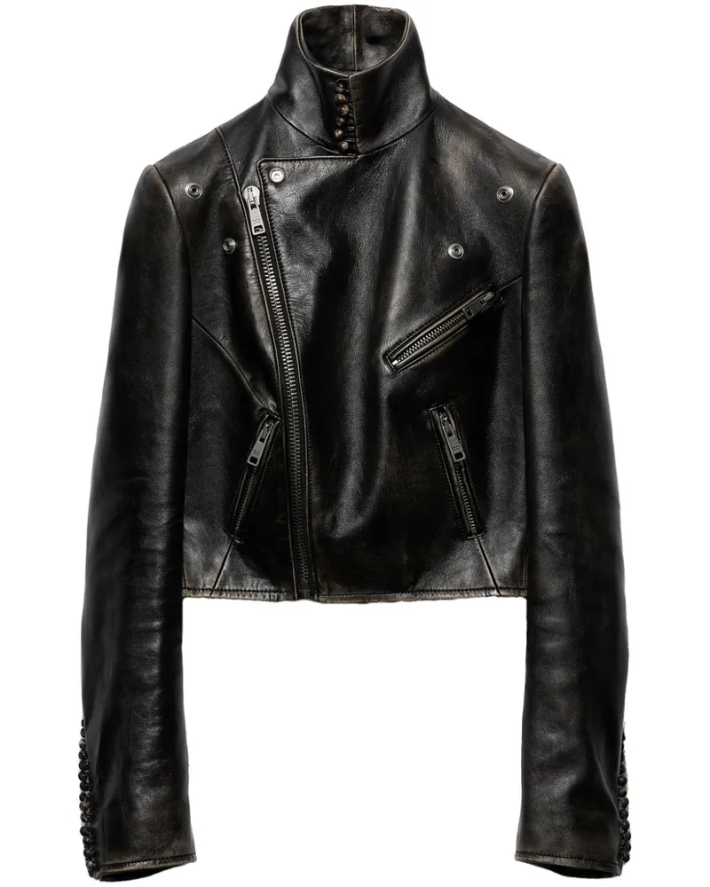 Prada Bikerjacke aus Leder - Schwarz Schwarz