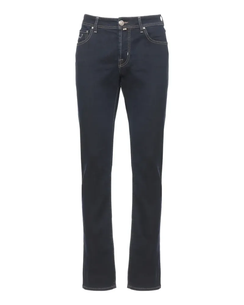 Jacob Cohën logo-patch contrast-stitched jeans - Blau Blau