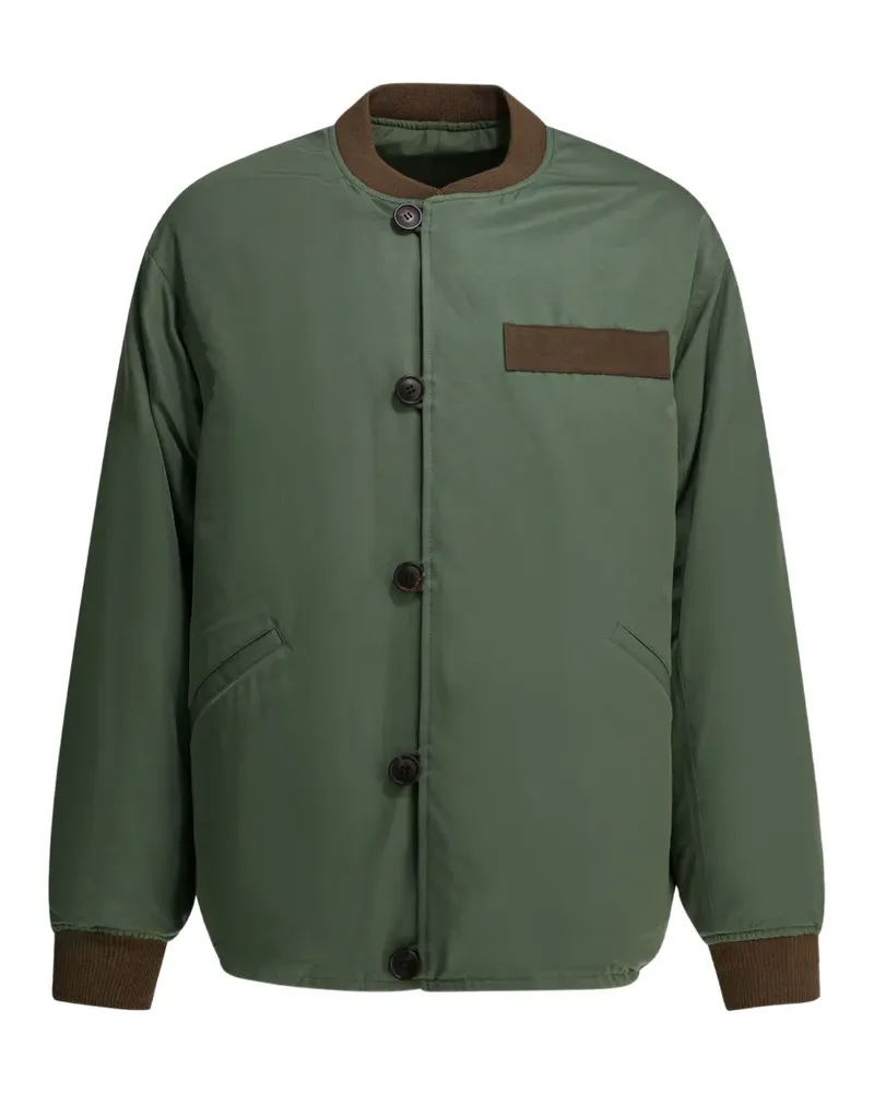 Visvim contrast-trim button-up bomber jacket - Grün Grün
