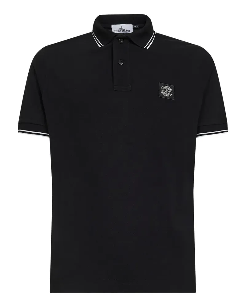 Stone Island logo-patch polo shirt - Schwarz Schwarz