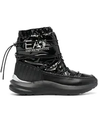 EA7 Gesteppte Schneestiefel mit Logo-Print Schwarz