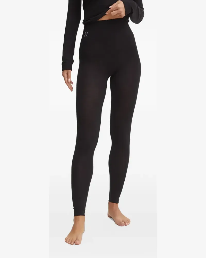 Haglöfs Nahtlose Latina Leggings mit Logo-Print - Schwarz Schwarz
