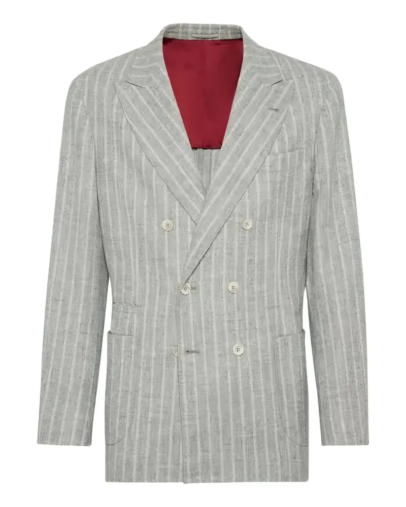 Brunello Cucinelli striped double-breasted blazer - Grau Grau