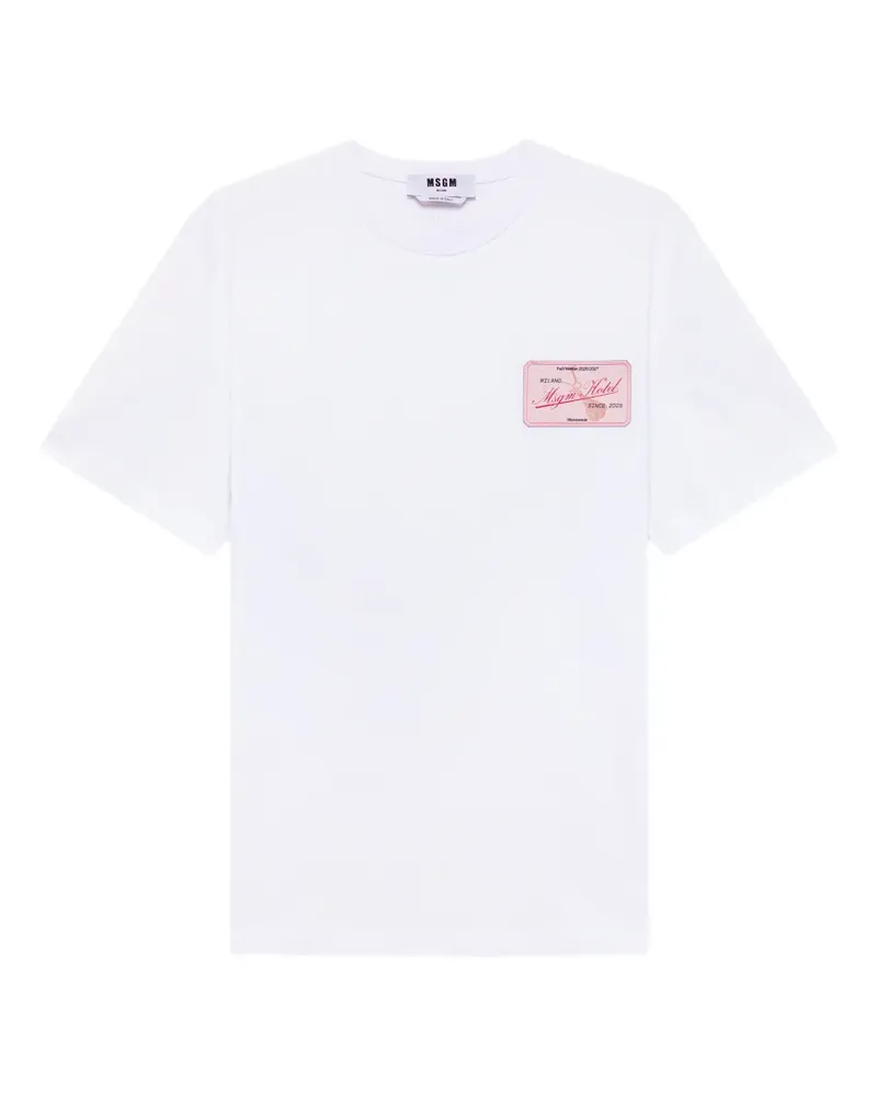 MSGM T-Shirt mit Logo-Patch - Weiß Weiß