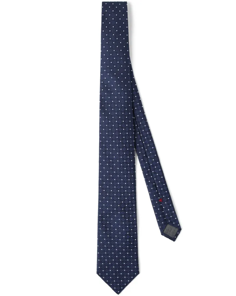 Brunello Cucinelli Seidenkrawatte aus gepunktetem Jacquard - Blau Blau