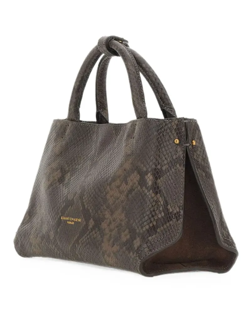 Gianni Chiarini small Amal python-effect tote bag - Braun Braun