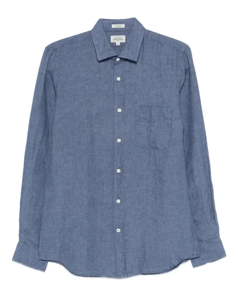 Hartford Leinenhemd mit Brusttasche - Blau Blau