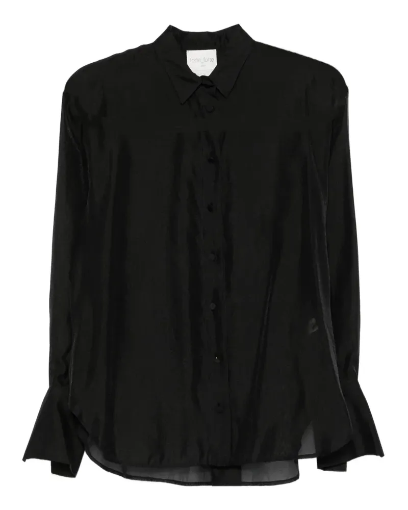 forte_forte Hemd mit semi-transparentem Einsatz - Schwarz Schwarz