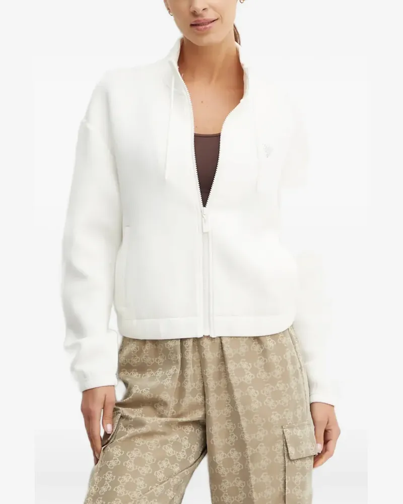Guess Cecilia Sweatshirtjacke mit Kristall-Logo - Weiß Weiß
