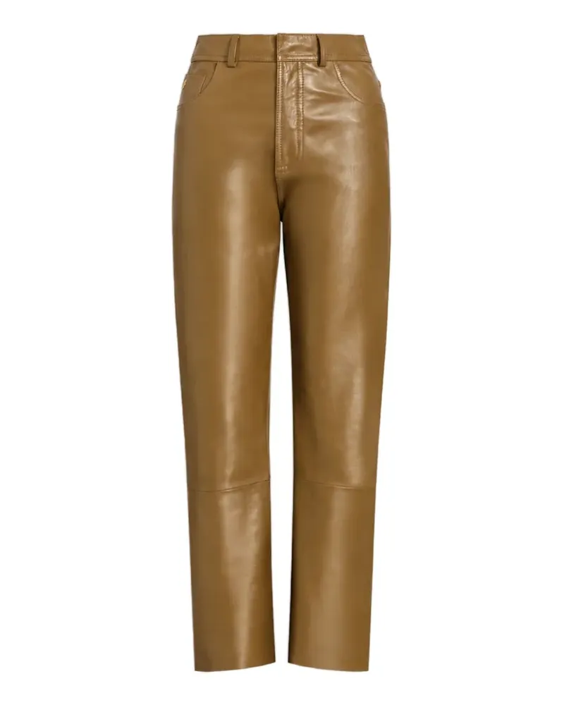 Alberta Ferretti Lederhose mit geradem Bein - Grün Grün