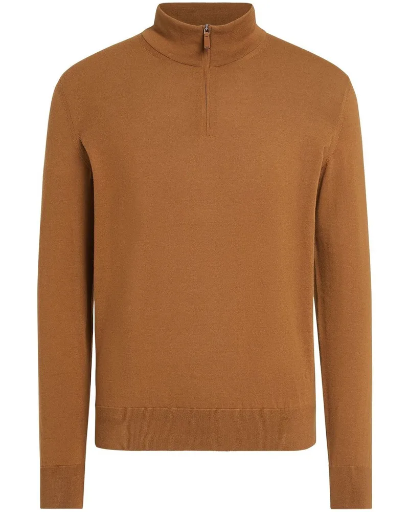 Ermenegildo Zegna Pullover mit Stehkragen Braun