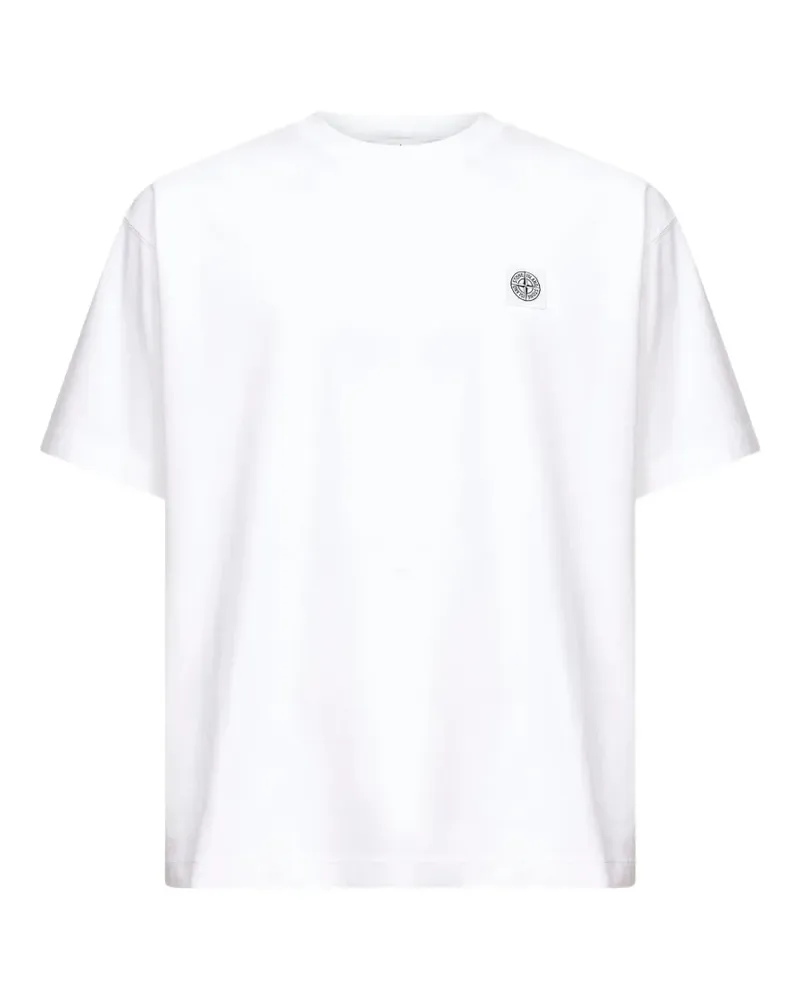 Stone Island T-Shirt mit Logo-Patch - Weiß Weiß