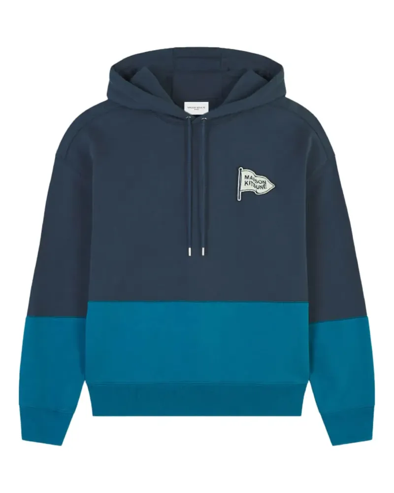 Kitsuné colourblock-design logo-patch hoodie - Blau Blau