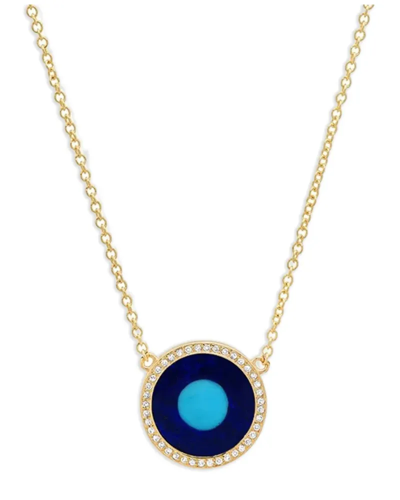 Jennifer Meyer 14kt Mini Evil Eye Gelbgoldhalskette mit Lapislazuli und Diamanten Gold