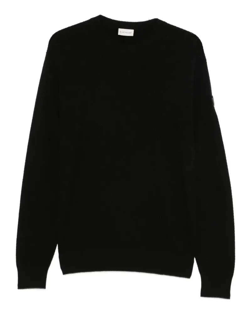 Moncler logo-patch waffle-knit sweater - Schwarz Schwarz