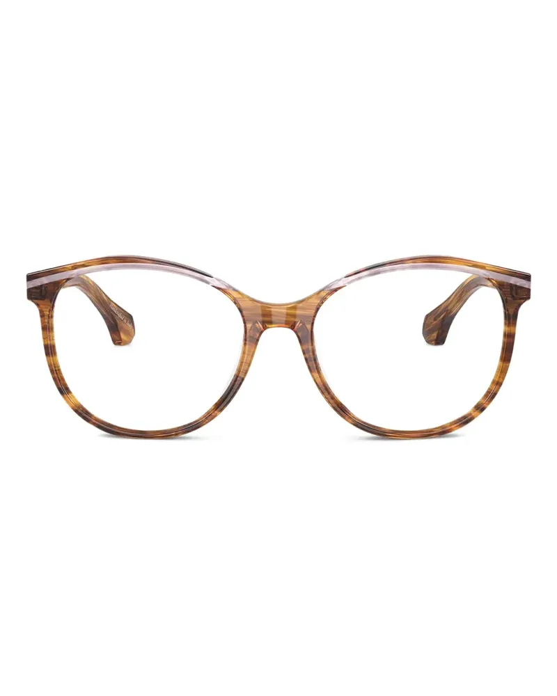 Alain Mikli Gestreifte Brille mit rundem Gestell - Braun Braun