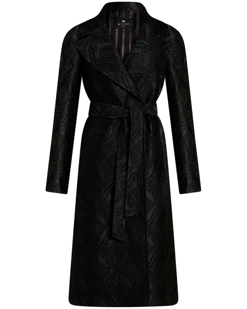 Etro Jacquard-Mantel mit Gürtel - Schwarz Schwarz