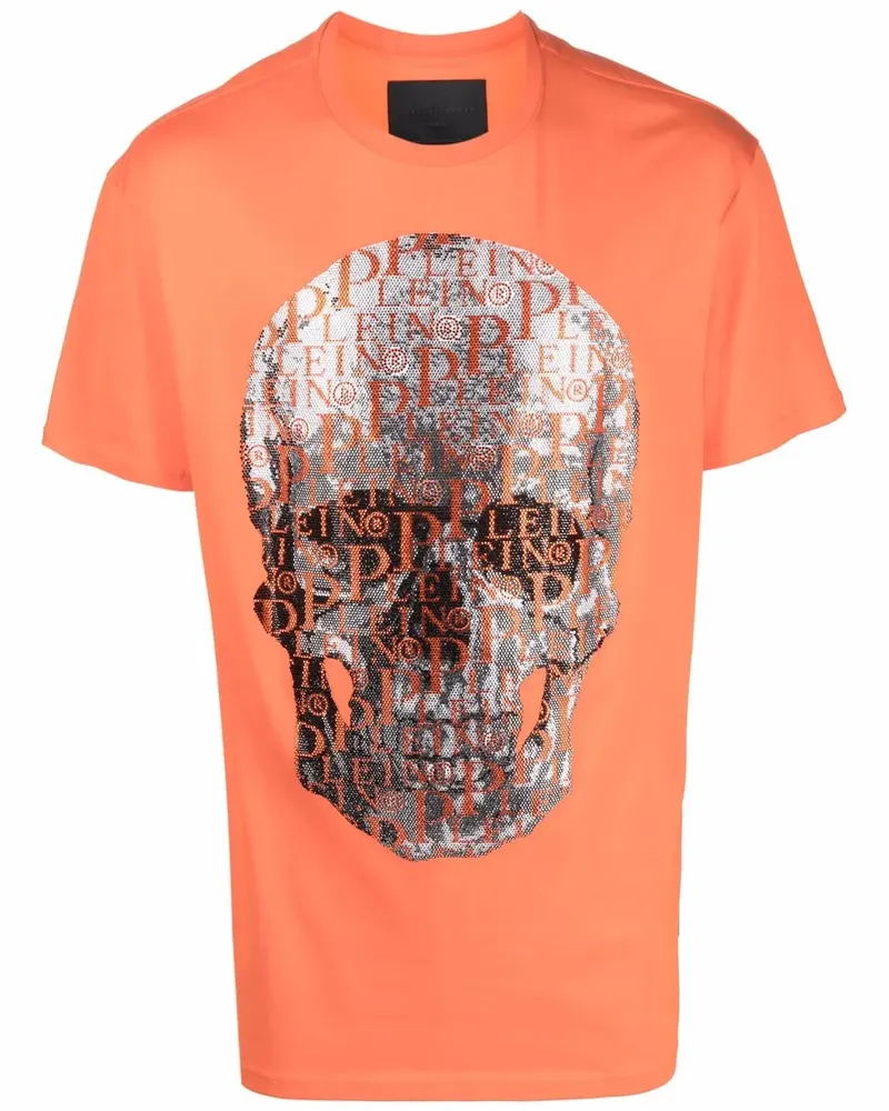 Philipp Plein T-Shirt mit Totenkopf - Orange Orange