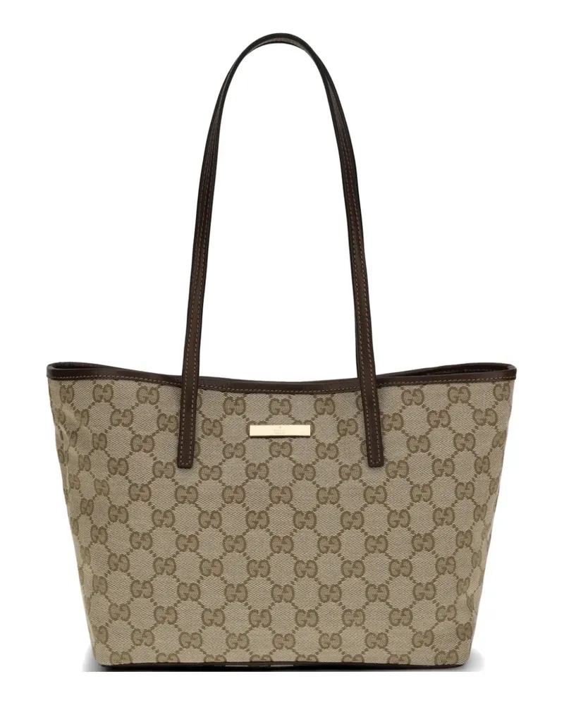 Gucci small GG Supreme logo-plaque tote bag - Nude Nude
