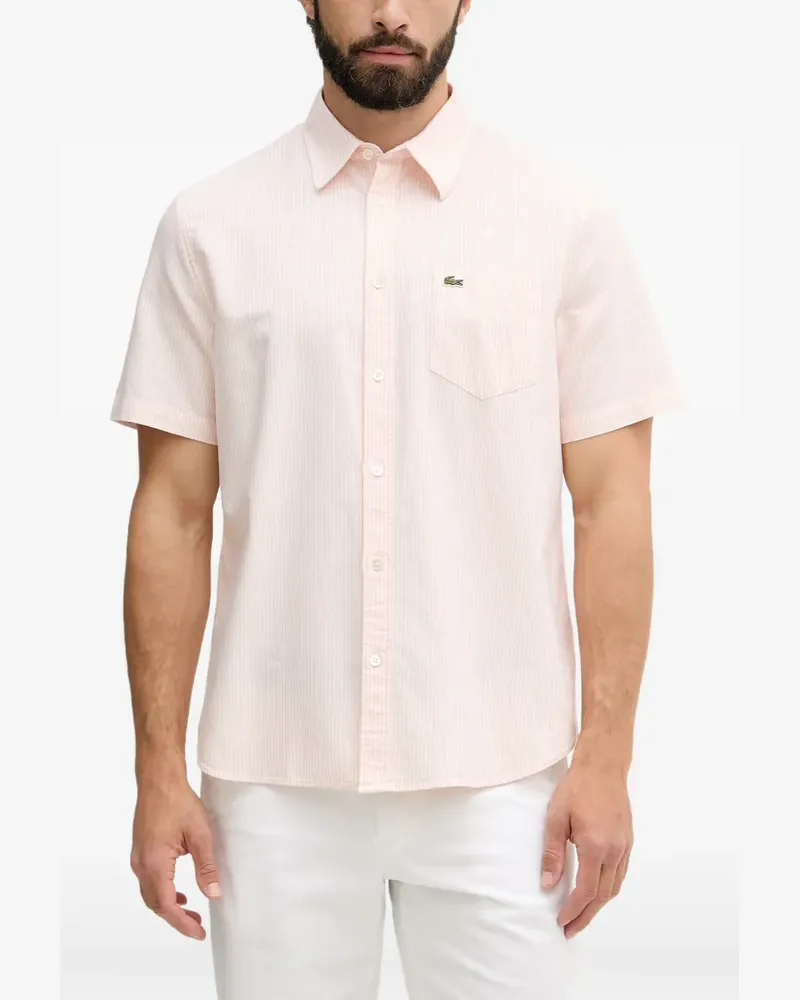 Lacoste Gestreiftes Hemd mit kurzen Ärmeln - Rosa Rosa