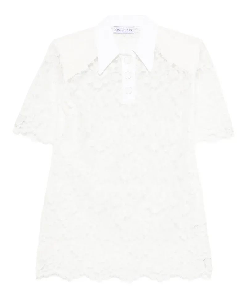 Rowen Rose lace collar polo shirt - Weiß Weiß