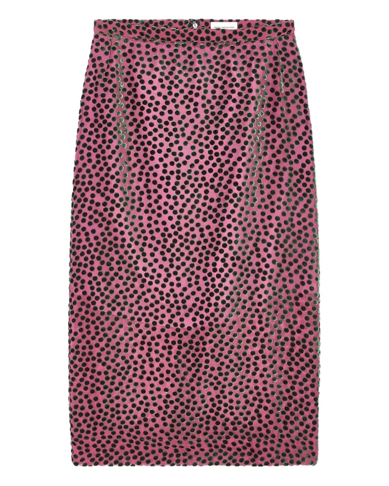 Dries van Noten Devoré-Midirock mit Polka Dots - Rosa Rosa