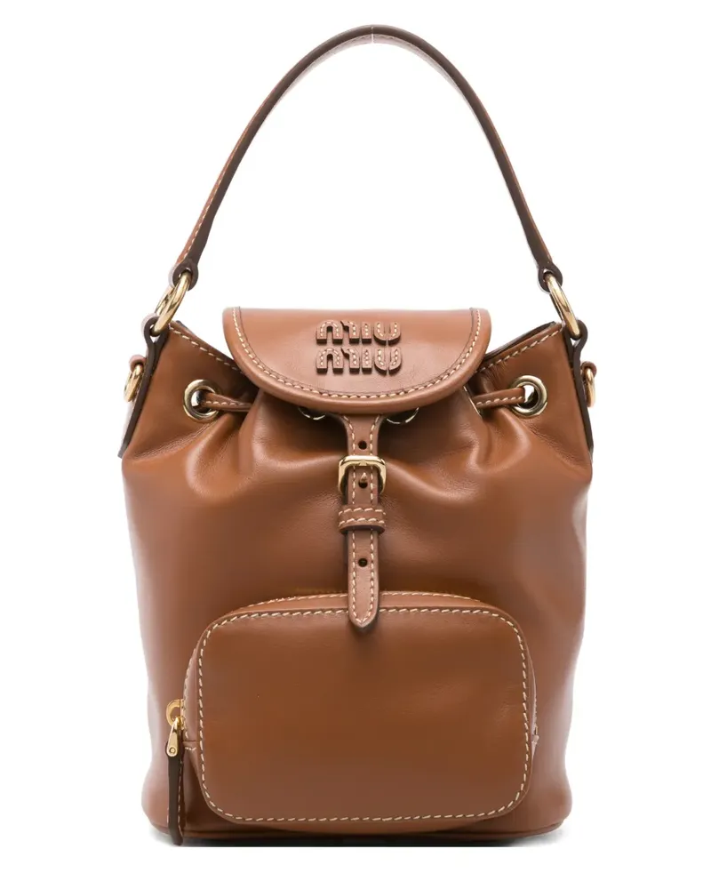 Miu Miu Mini-Tasche mit Logo - Braun Braun