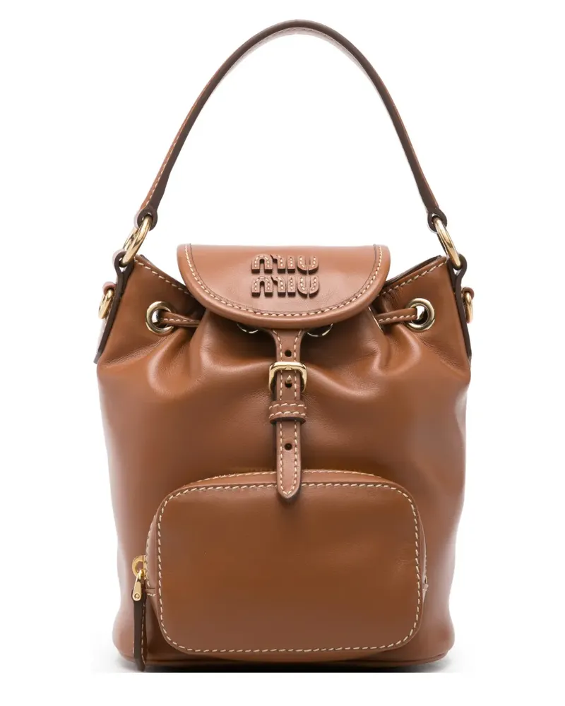 Miu Miu Mini-Tasche mit Logo - Braun Braun
