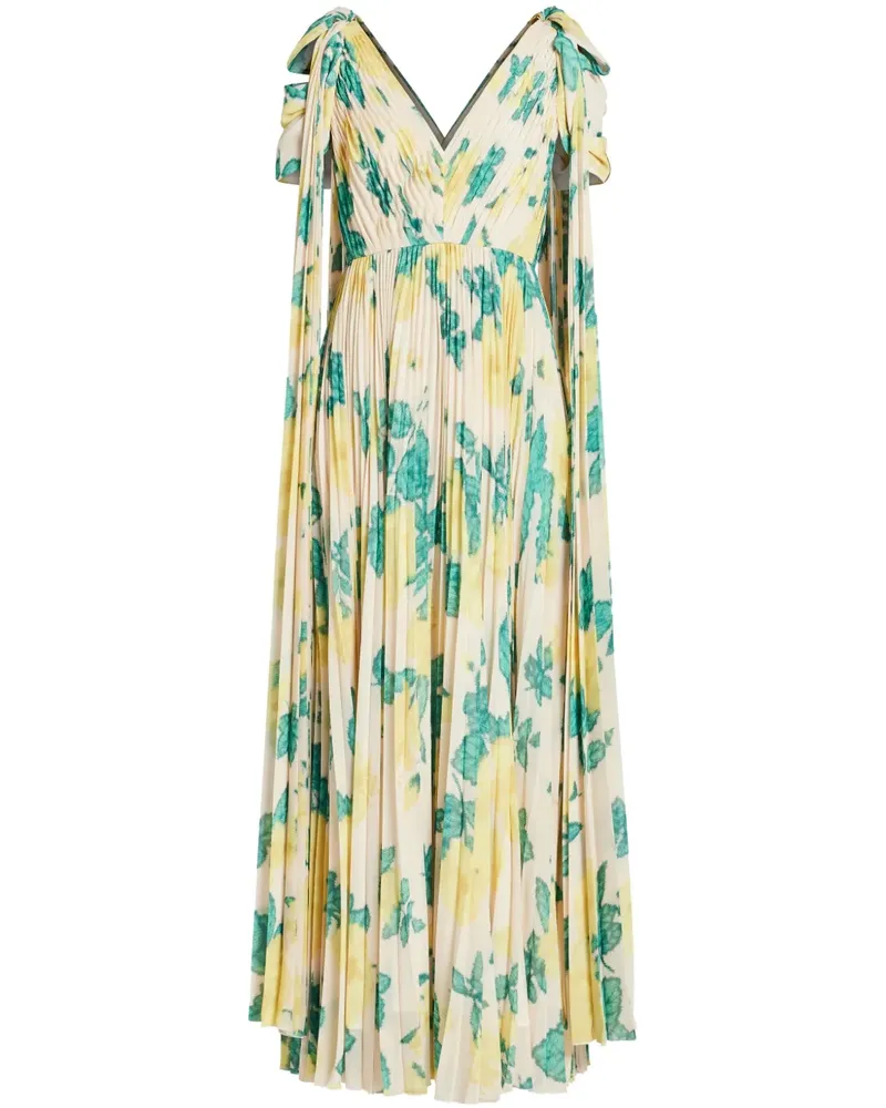Huishan Zhang Maxikleid mit Blatt-Print - Gelb Gelb
