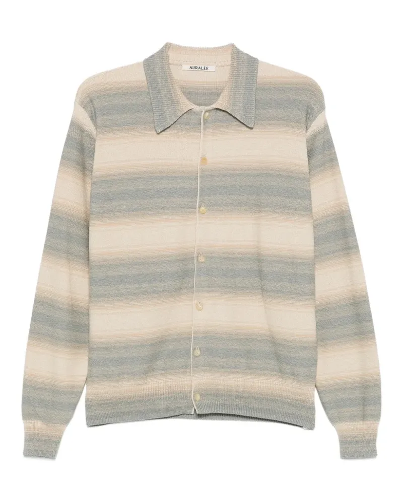 AURALEE Gestreifter Cardigan - Nude Nude