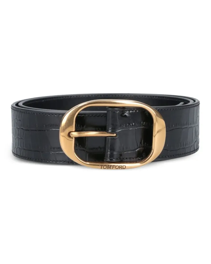Tom Ford oval buckle leather belt - Schwarz Schwarz