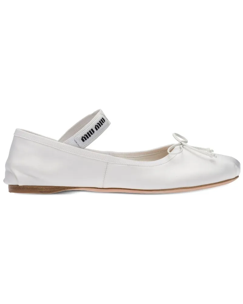 Miu Miu Ballerinas mit Logo-Stickerei - Weiß Weiß
