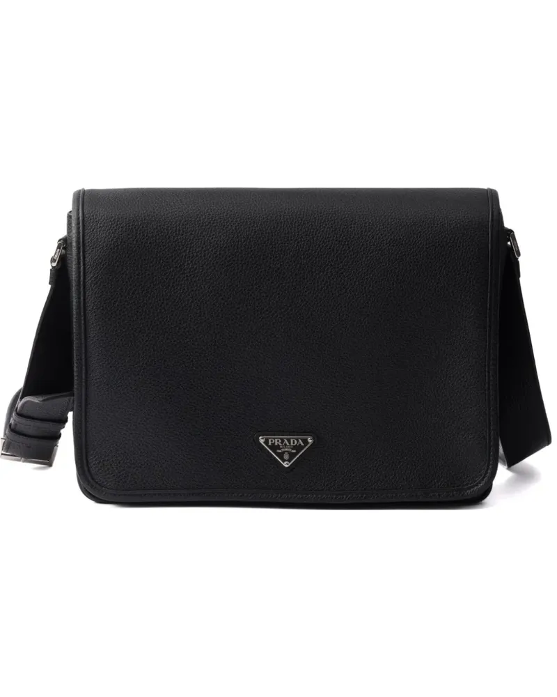 Prada Strukturierte Kuriertasche - Schwarz Schwarz