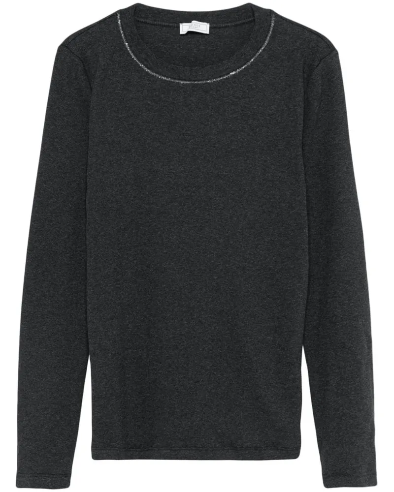 Peserico Jerseyoberteil mit Punto Luce-Besatz - Grau Grau