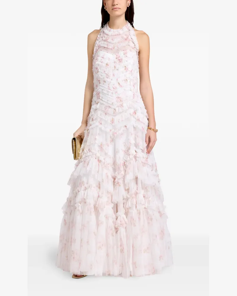 Needle & Thread ruffled floral-print maxi dress - Weiß Weiß