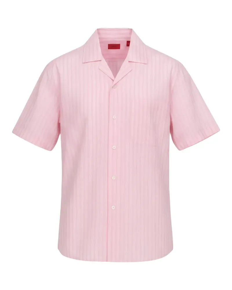 Isaia vertical-stripe short-sleeve shirt - Rosa Rosa