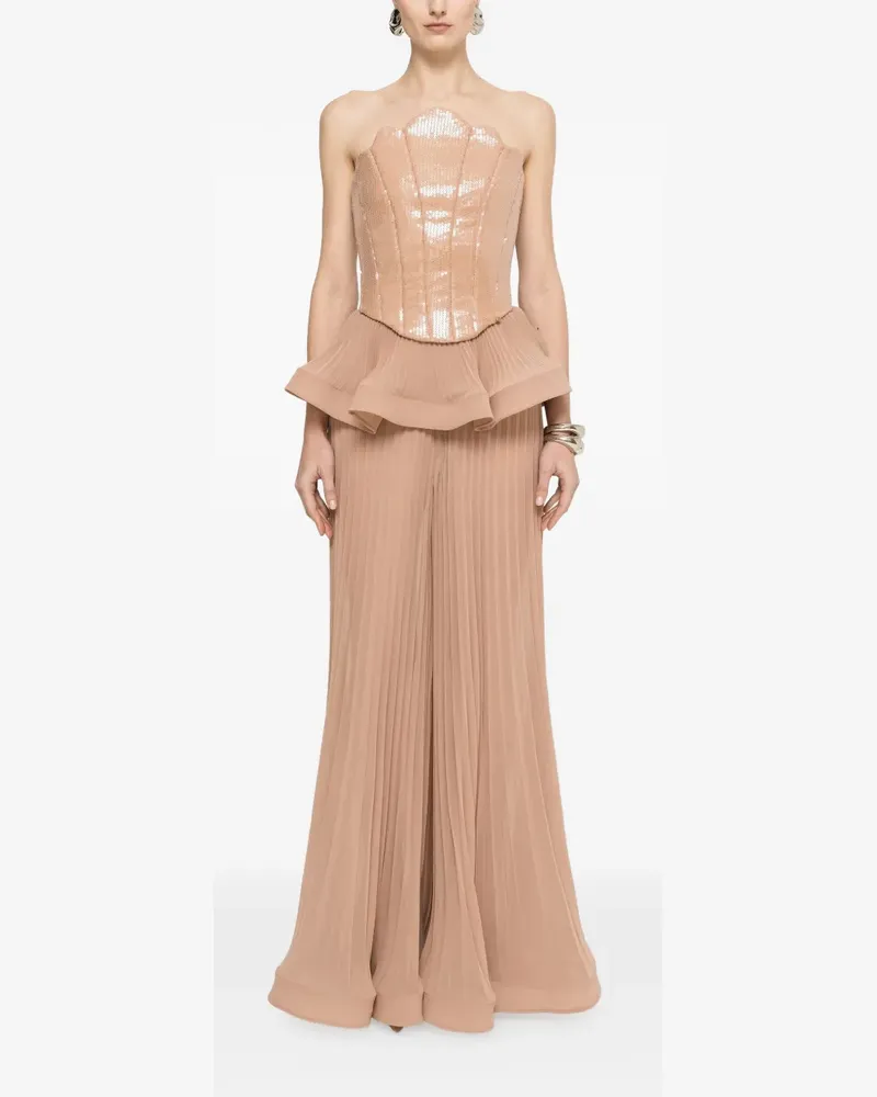 NISSA pleated palazzo pants - Nude Nude