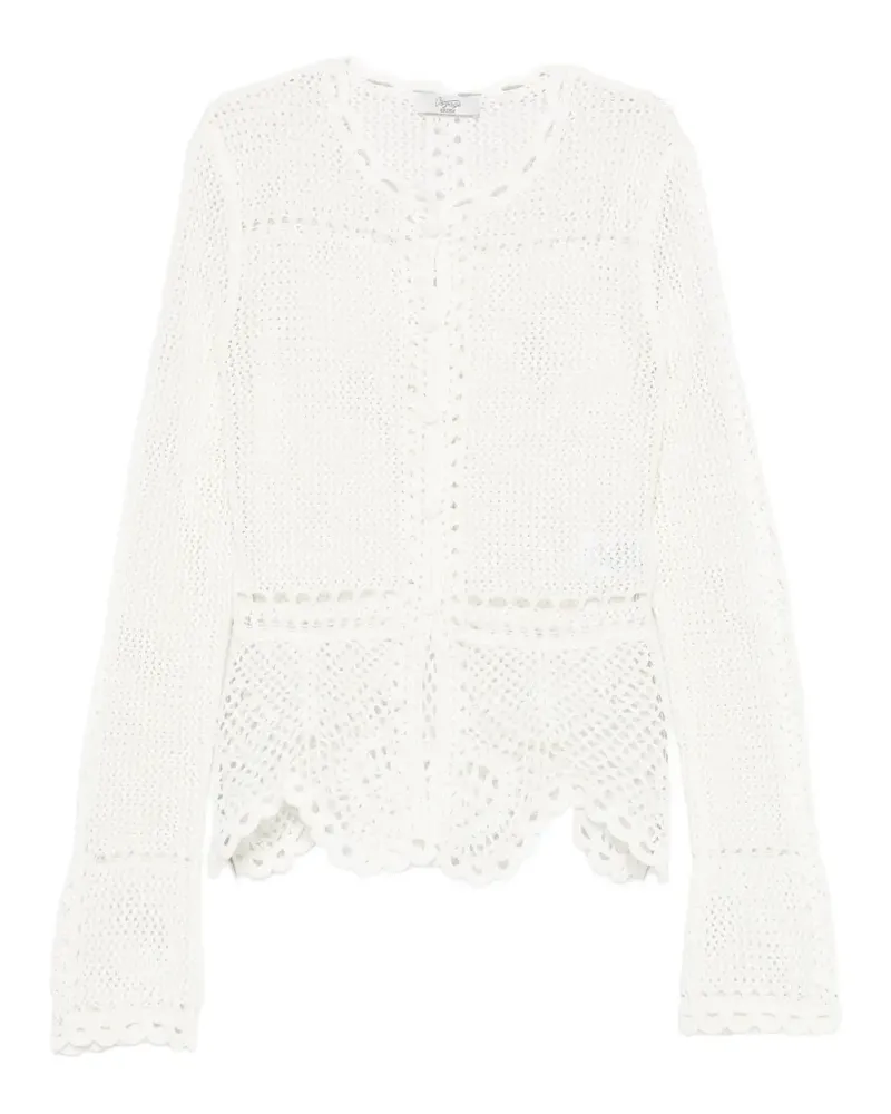 Erdem crochet-knit peplum cardigan - Weiß Weiß