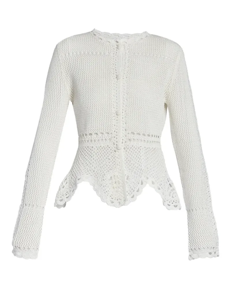 Erdem crochet-knit peplum cardigan - Weiß Weiß