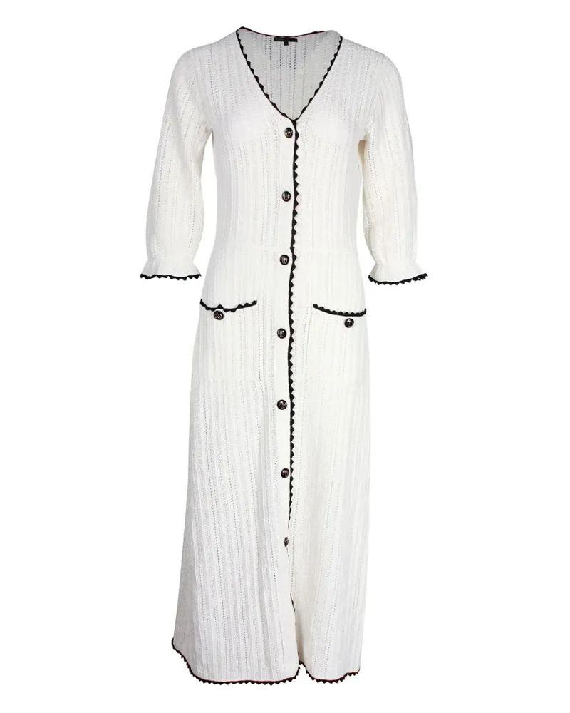 Maje scallop-trim knitted midi dress - Weiß Weiß