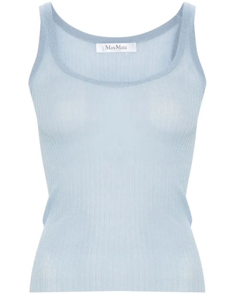 Max Mara Fein geripptes Tanktop - Blau Blau