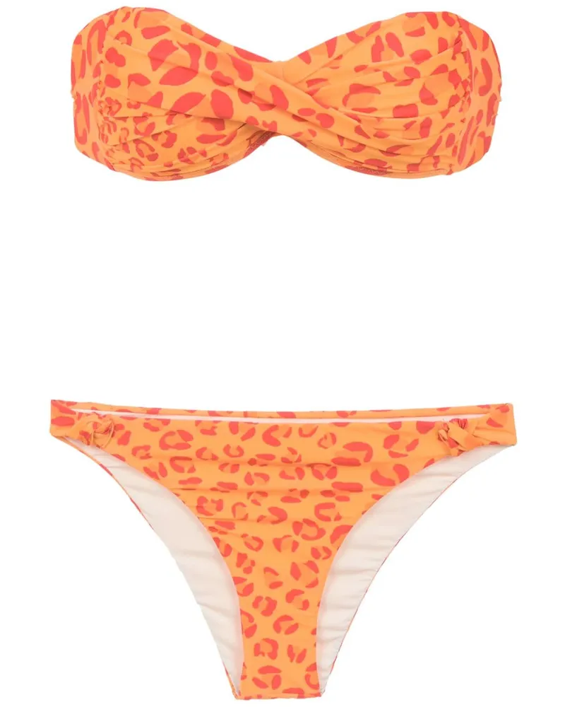 Amir Slama Bandeau-Bikini mit Print - Gelb Gelb