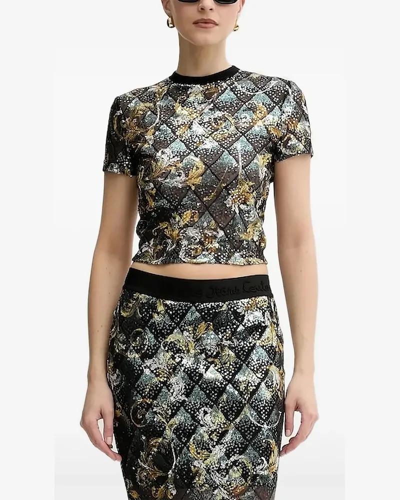 Versace Jeans Barockes Oberteil mit Pailletten - Schwarz Schwarz