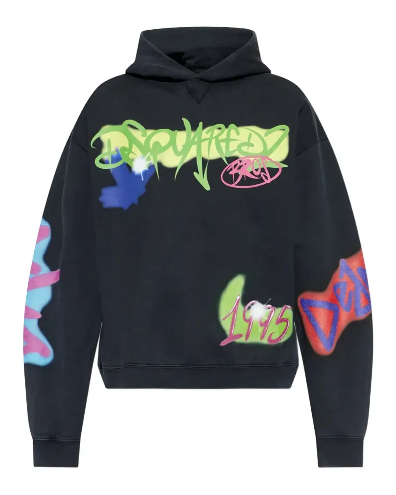 Dsquared2 graffiti-print hoodie - Schwarz Schwarz