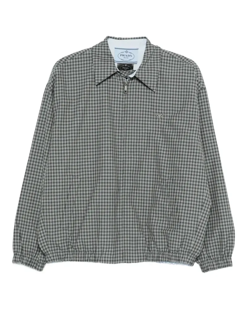 Prada check-pattern zip-fastening jacket - Grau Grau