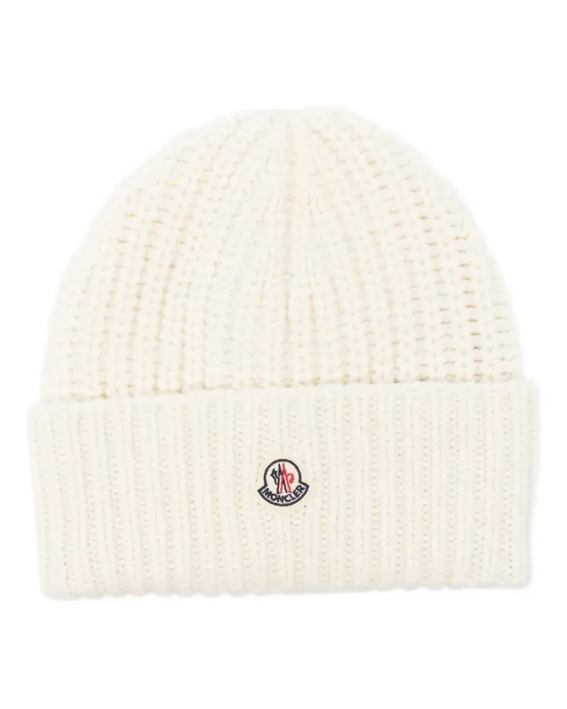 Moncler Gerippte Beanie - Weiß Weiß