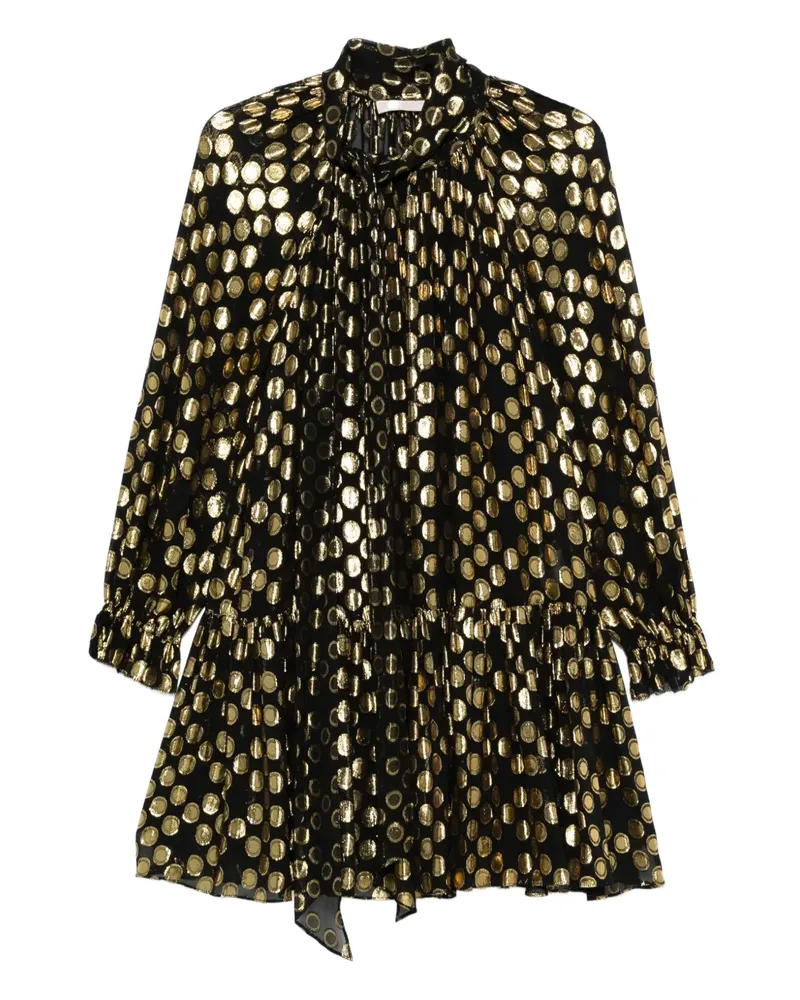 Ulla Johnson Gerüschtes Loretta Minikleid mit Polka Dots - Schwarz Schwarz