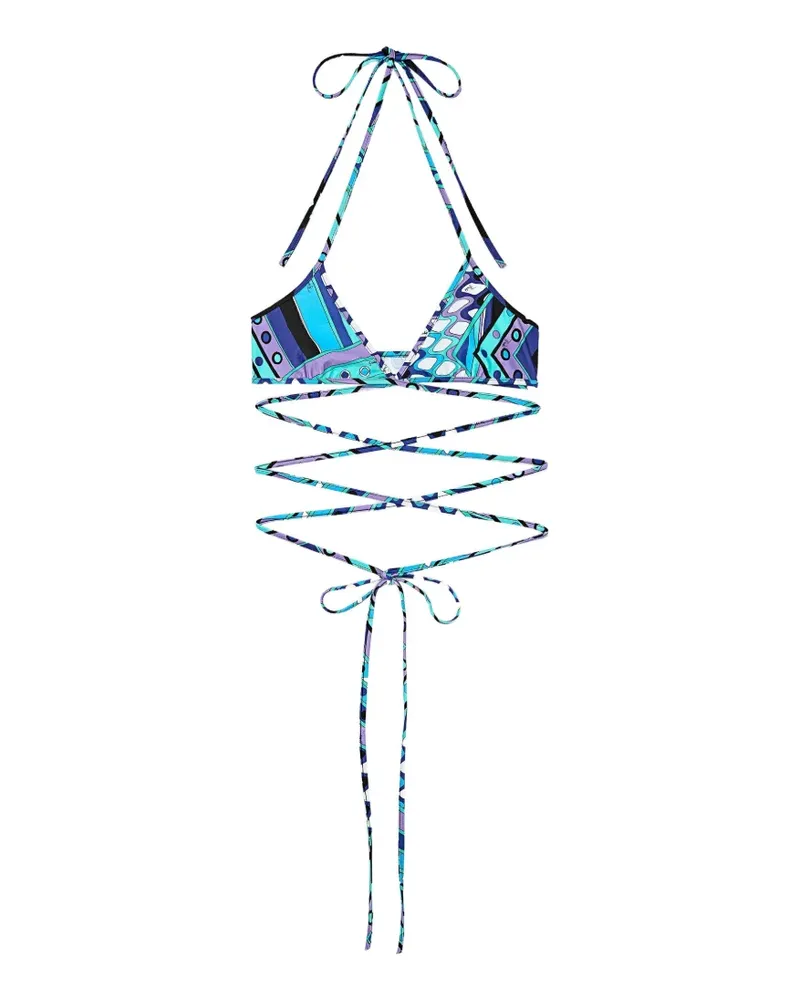 Emilio Pucci Gewickeltes Triangel-Bikinioberteil mit Vivara-Print - Blau Blau