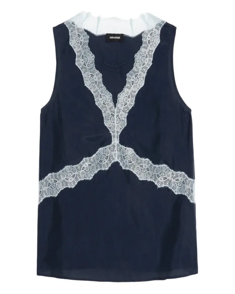 Zadig & Voltaire Tasao lace-trim top - Blau Blau